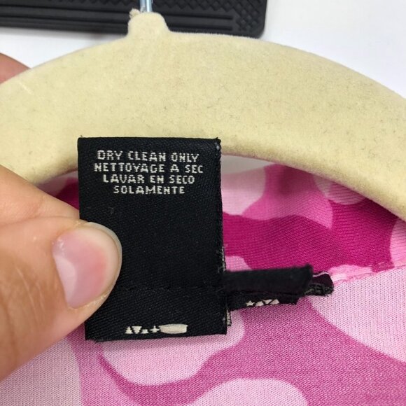 BCBGMaxAzria Pink Abstract Camo Shortsleeve 1/4 Button Midi Dress w/ belt M - Picture 12 of 16